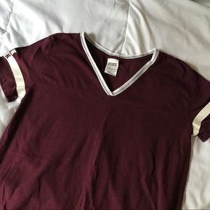 PINK burgundy v-neck